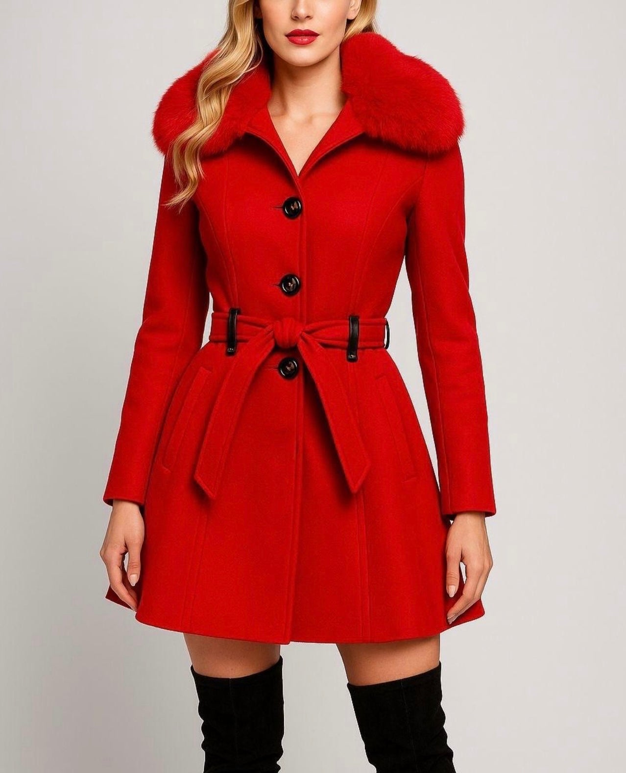 Dorothy Fit & Flare Coat (Red)