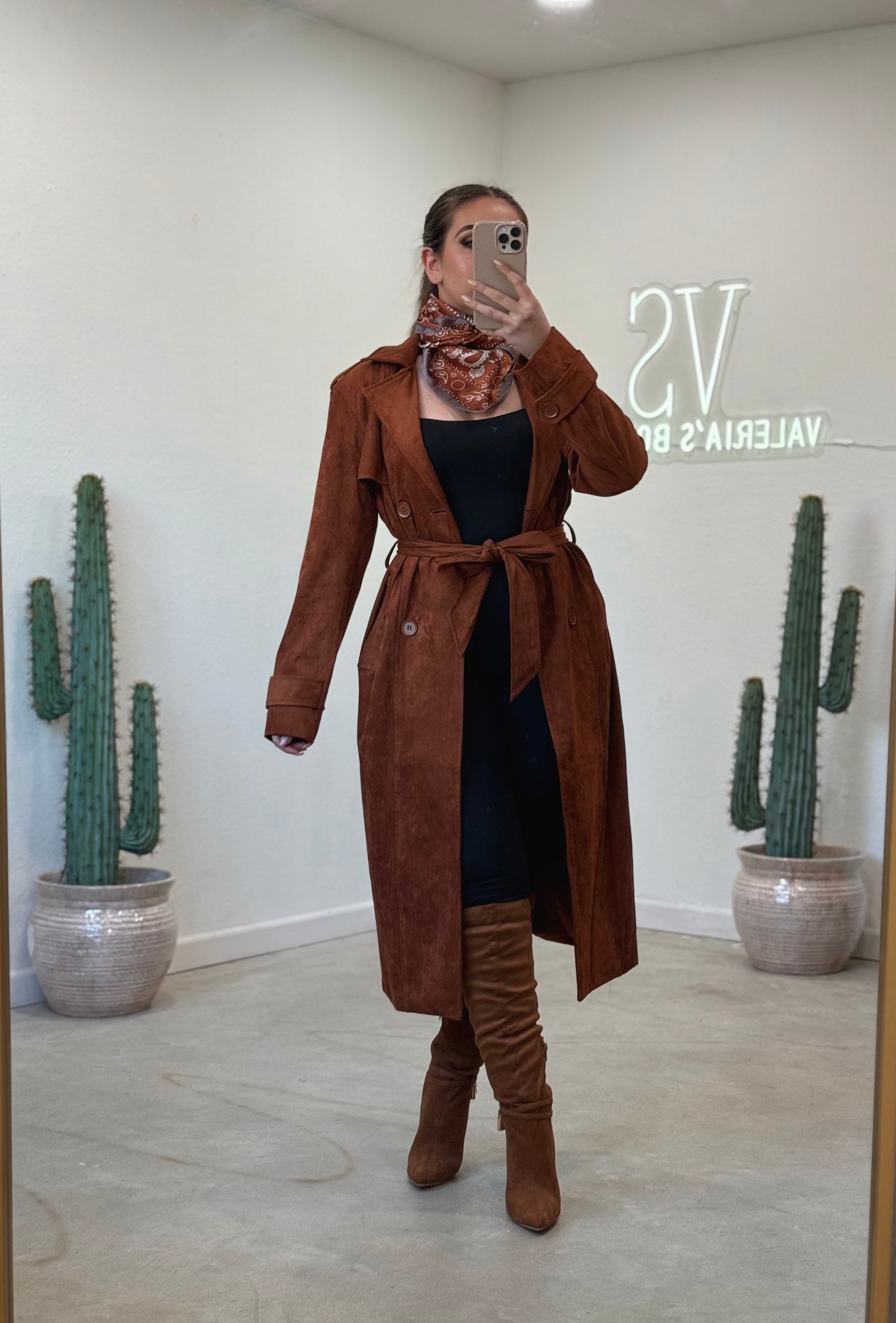 Navajoa Suede Trench Coat