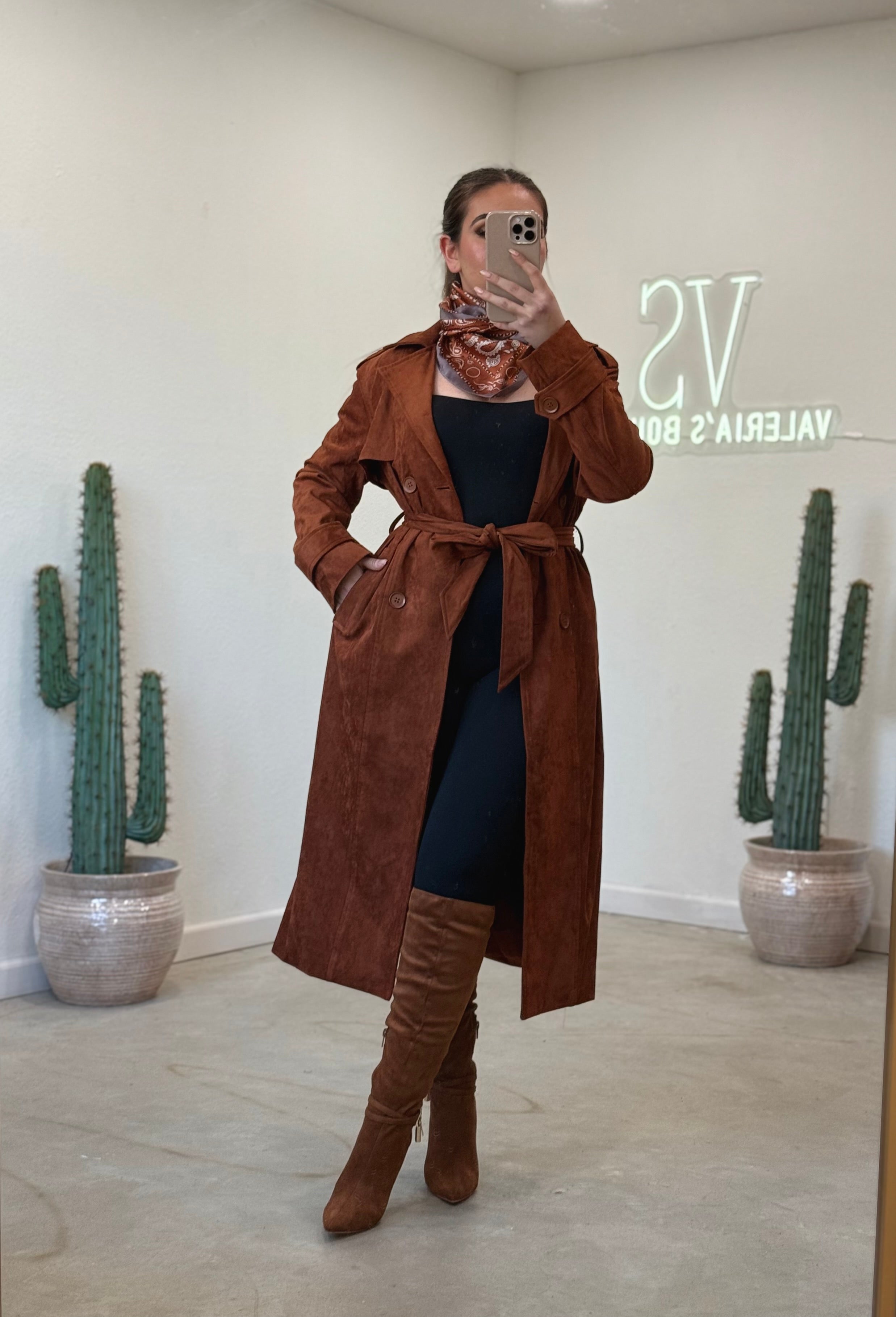 Navajoa Suede Trench Coat