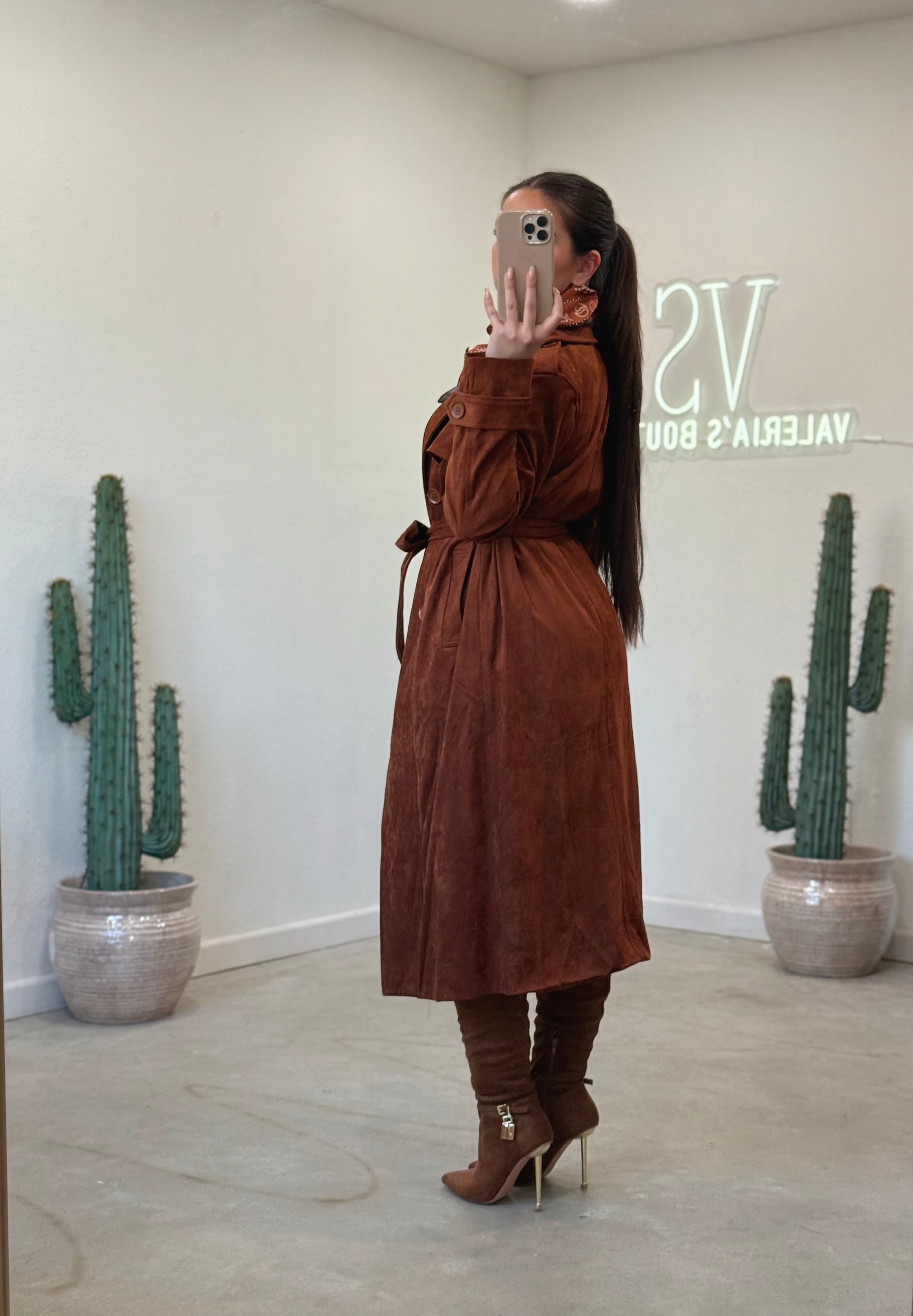 Navajoa Suede Trench Coat