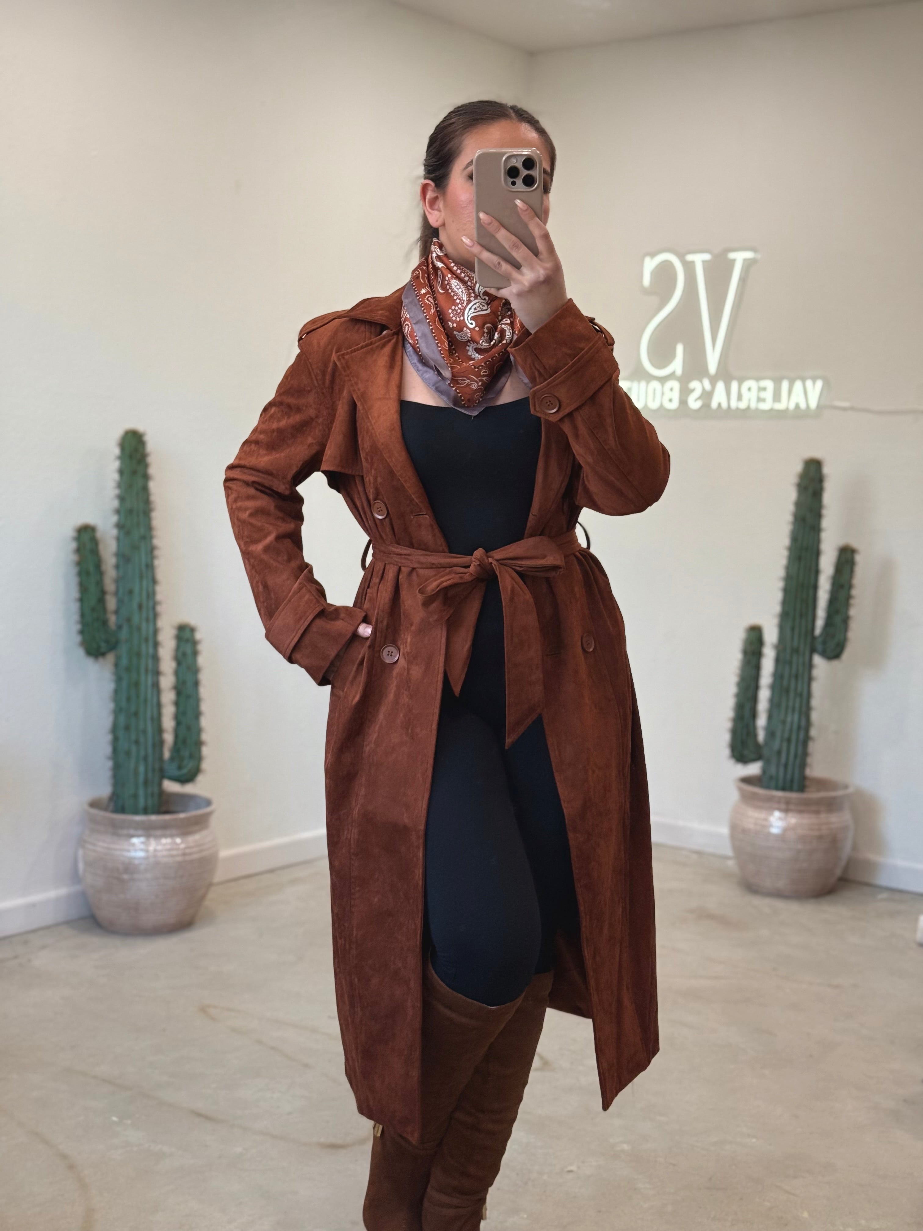 Navajoa Suede Trench Coat