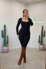 Valerie Long Sleeve Jumpsuit (Black)