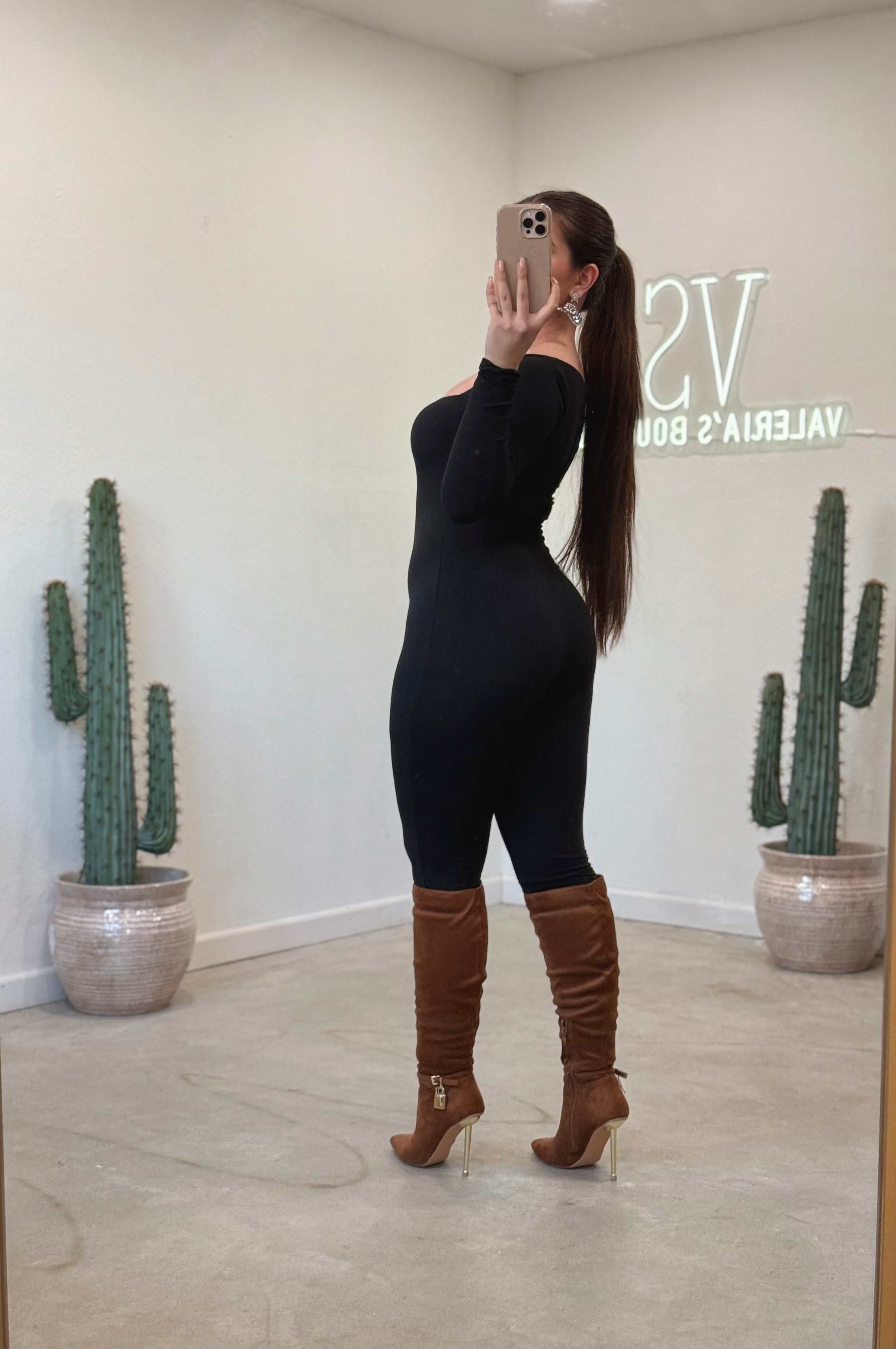 Valerie Long Sleeve Jumpsuit (Black)