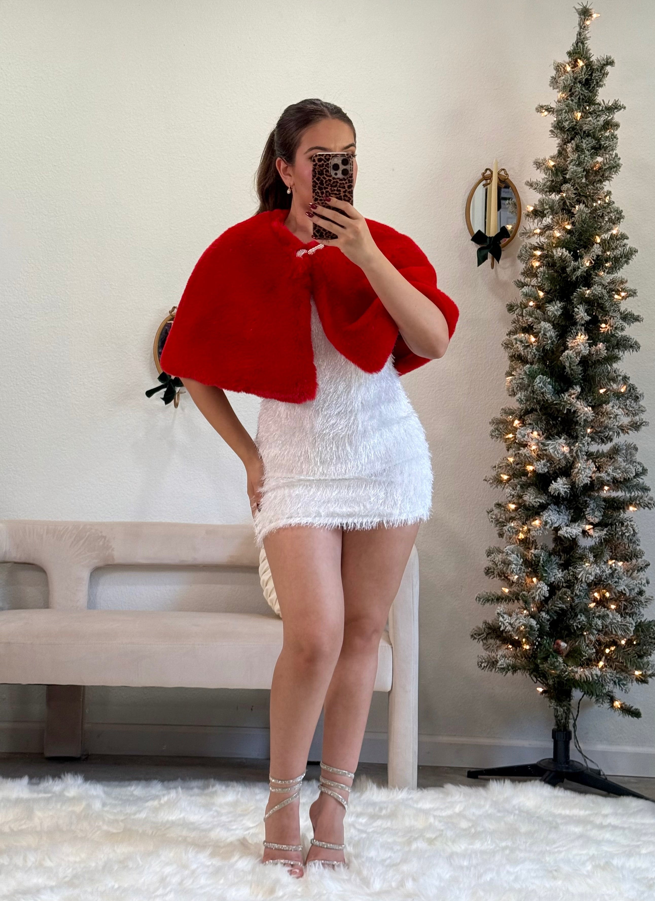 Ritz Fur Shawl Cape (Red)