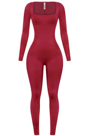 Valerie Long Sleeve Jumpsuit (Red)