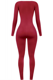 Valerie Long Sleeve Jumpsuit (Red)