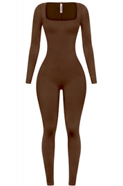 Valerie Long Sleeve Jumpsuit (Brown)