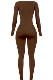 Valerie Long Sleeve Jumpsuit (Brown)