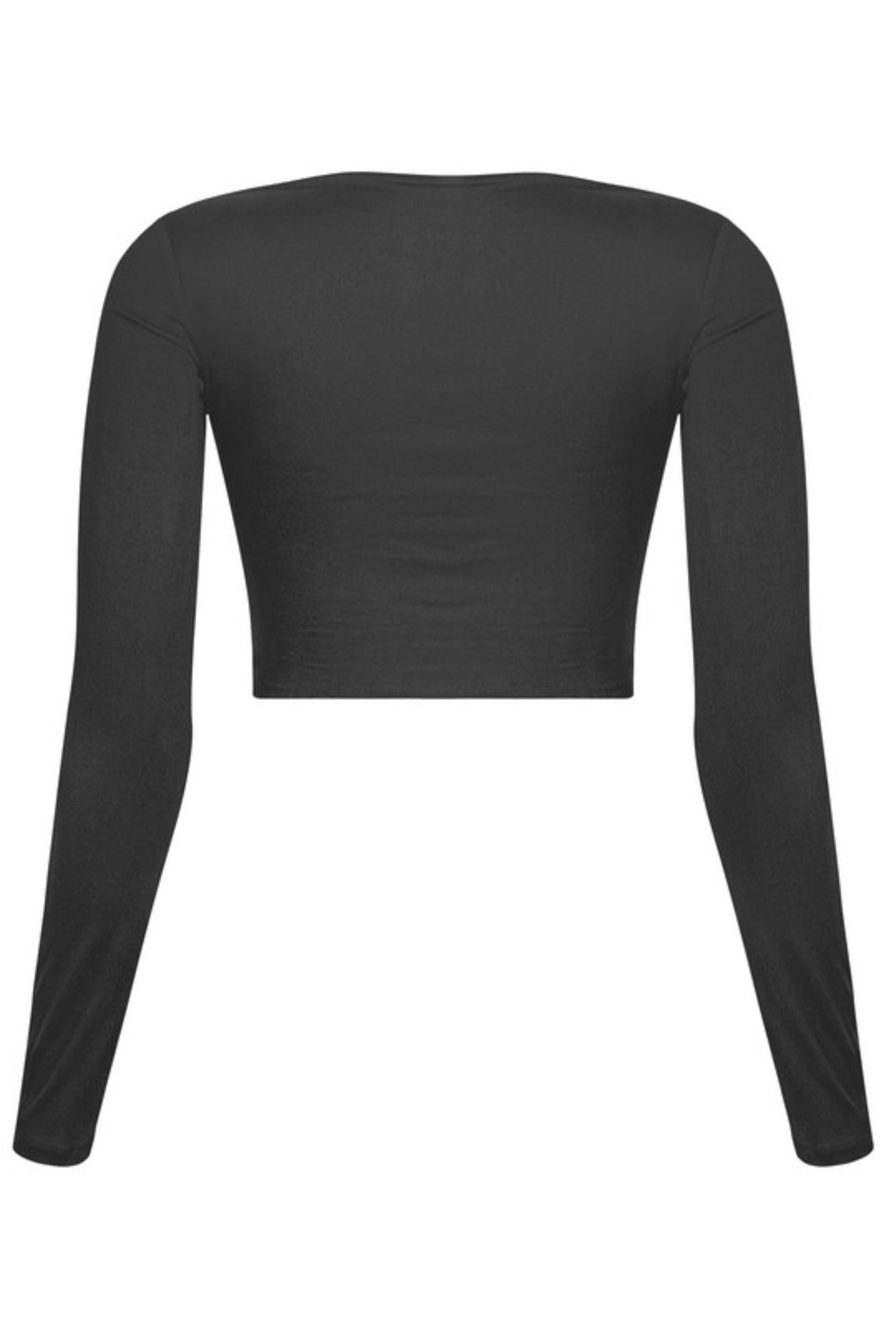 Valerie Long Sleeve Round Neck Crop Top (Black)