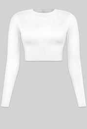 Valerie Long Sleeve Round Neck Crop Top (Off White)