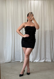 Alix Rhinestone Mini Dress (Black)