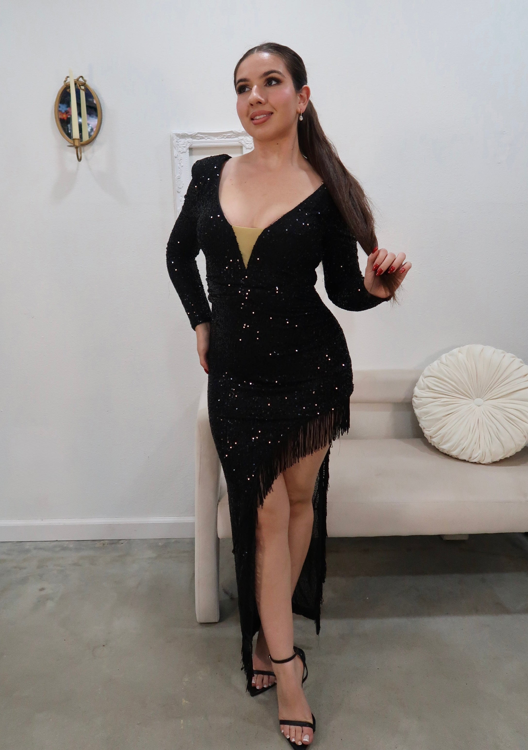 Let's Celebrate Sequin Fringe Dress (Black) Let's Celebrate Sequin Fringe Dress (Black)