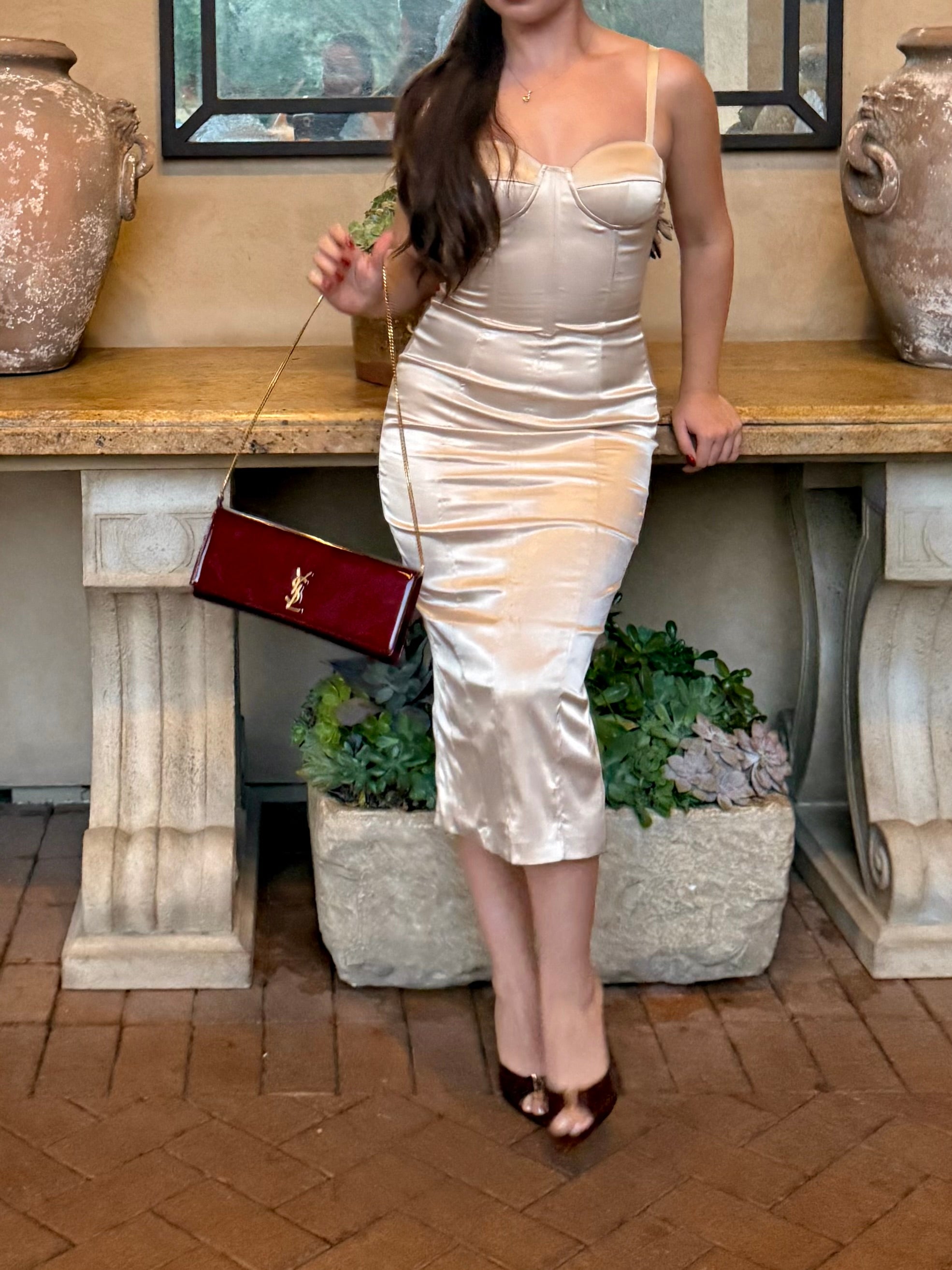 Loraine Satin Midi Dress