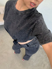 Zamira Rhinestone T-Shirt (Black Charcoal)