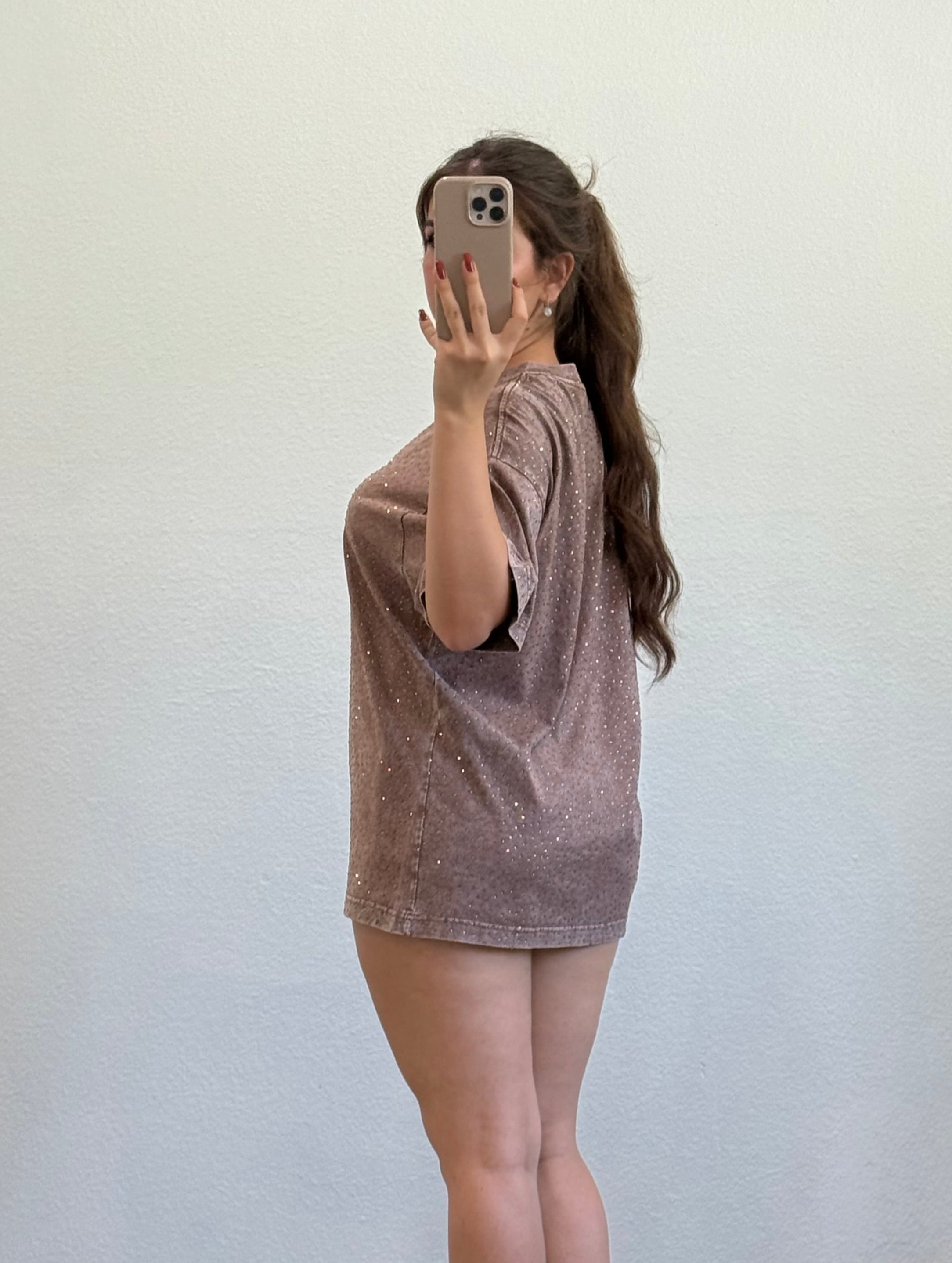Zamira Rhinestone T-Shirt (Brown)