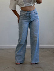 Tiara Rhinestone Wide Leg Jeans