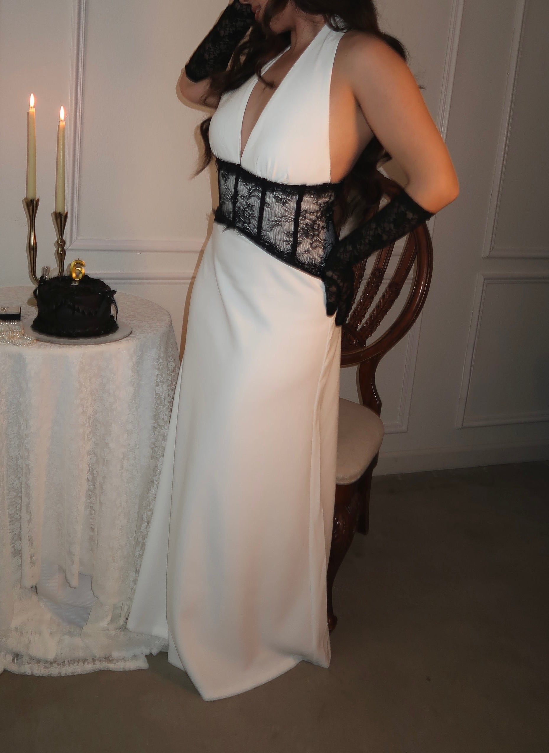 Romania Lace Corset Maxi Dress