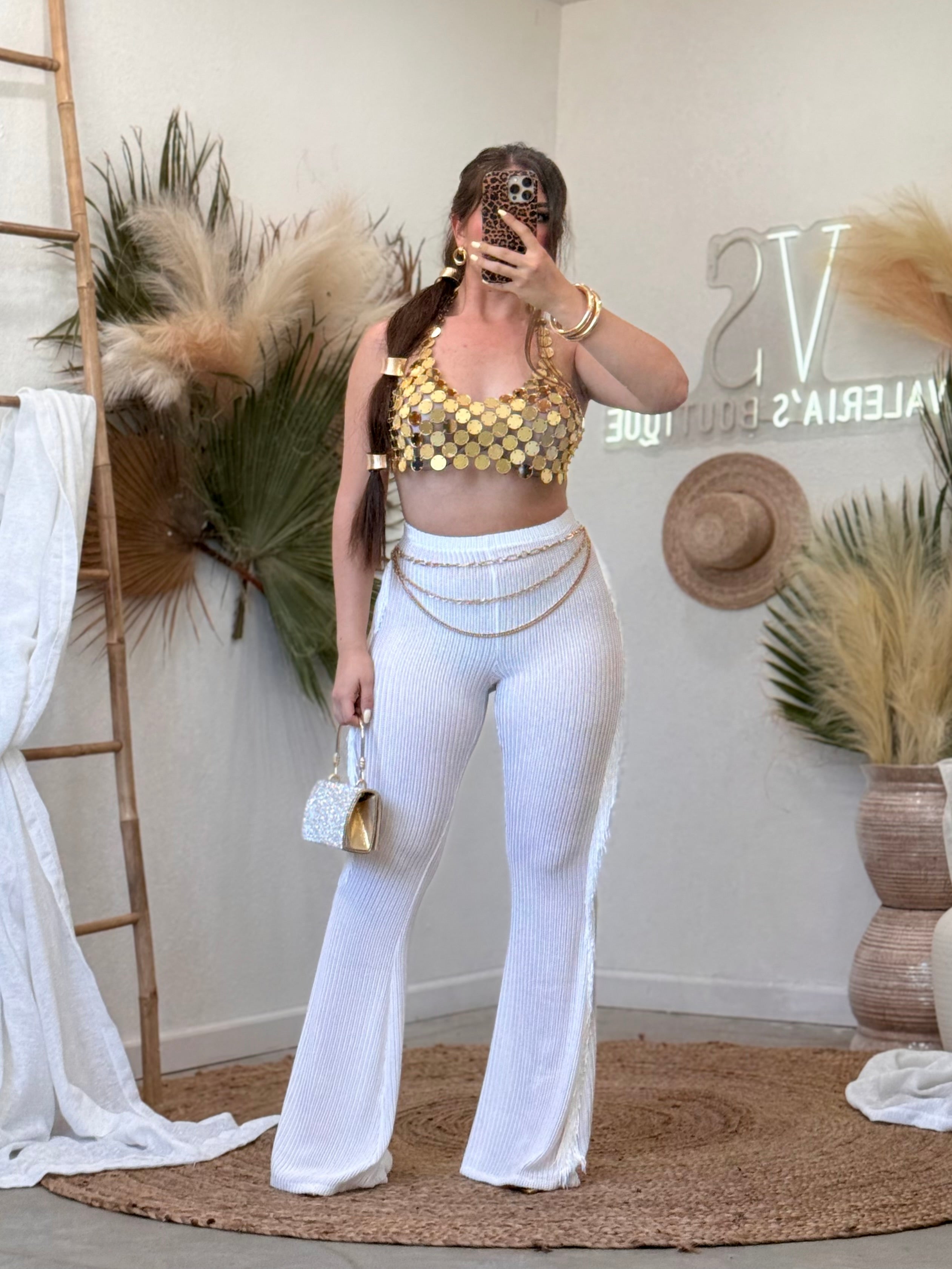 Alani Fringe Flare Coverup Pants