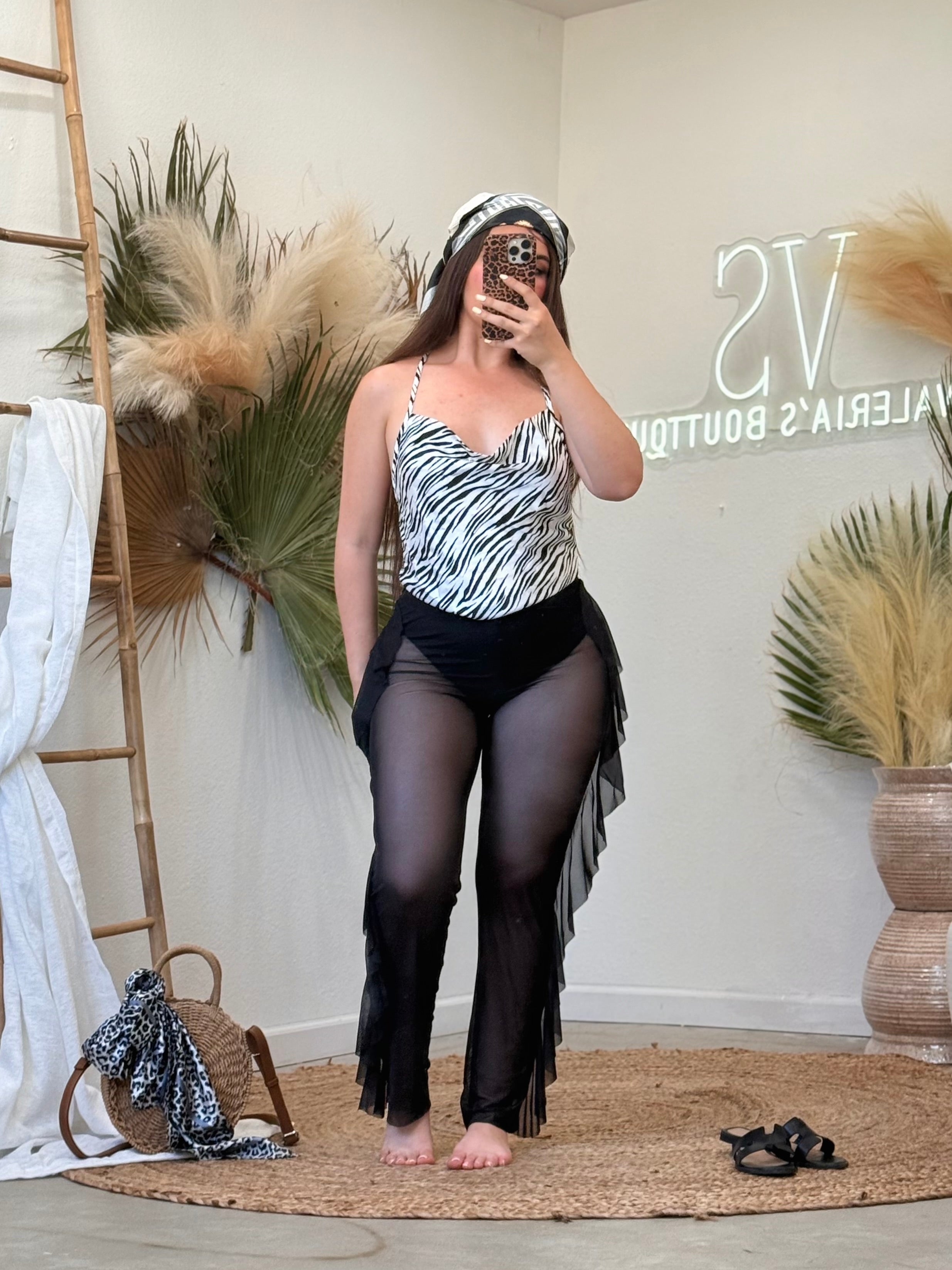 Ruffle Coverup Pants (Black)