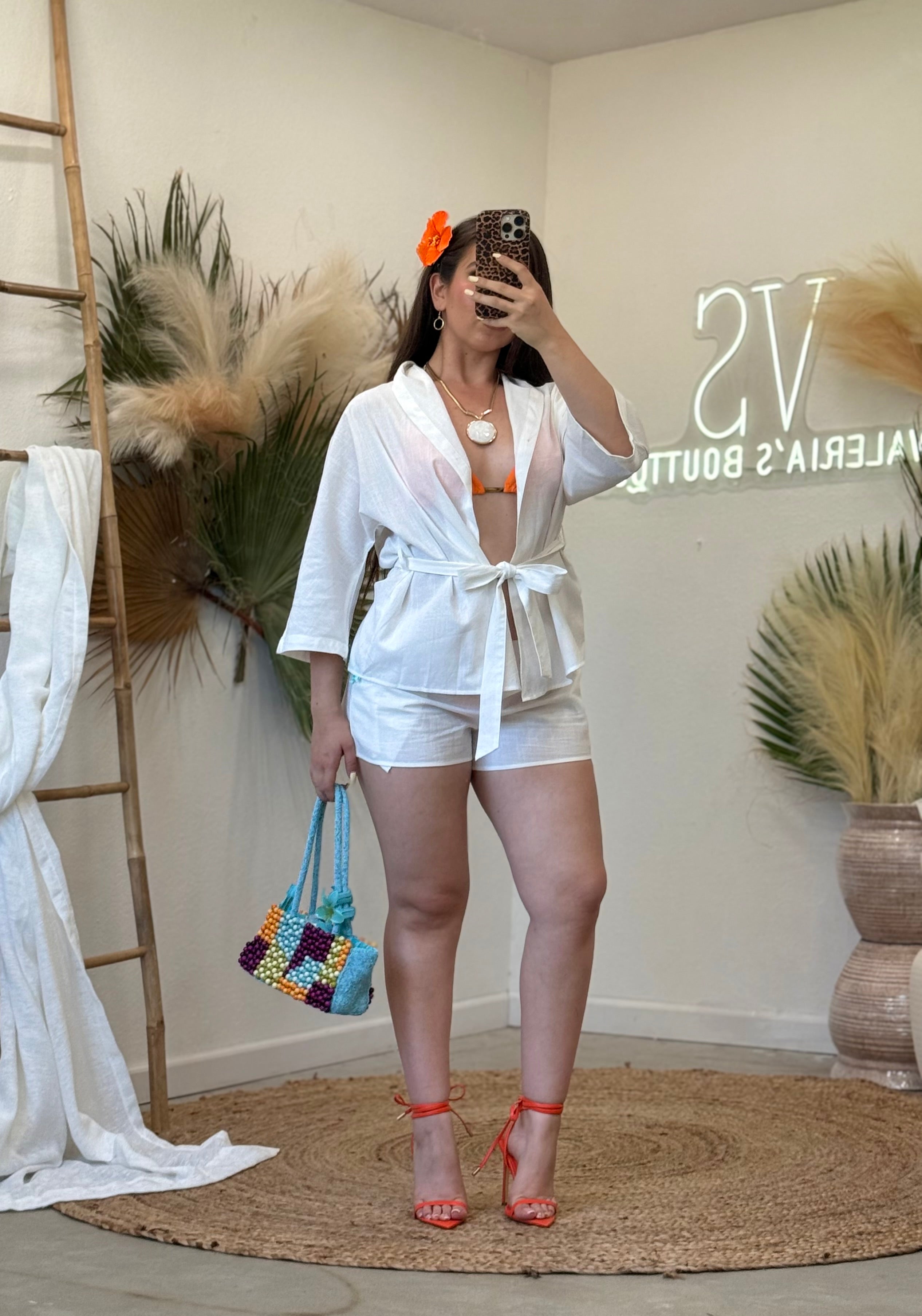 Wave Linen Shorts Set