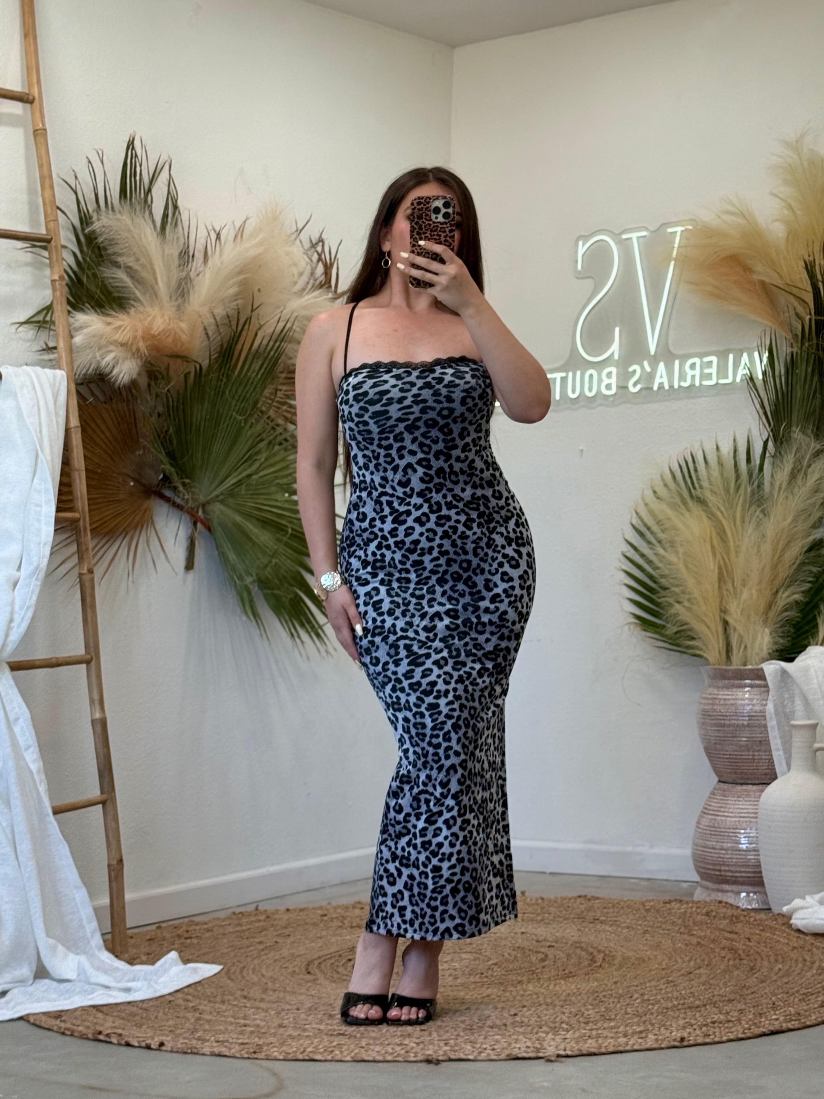 Midnight Safari Leopard Maxi Dress