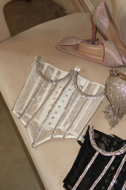 Victoriana Underbust Corset Top (White)