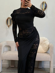 Nightfall Lace Draped Maxi Dress