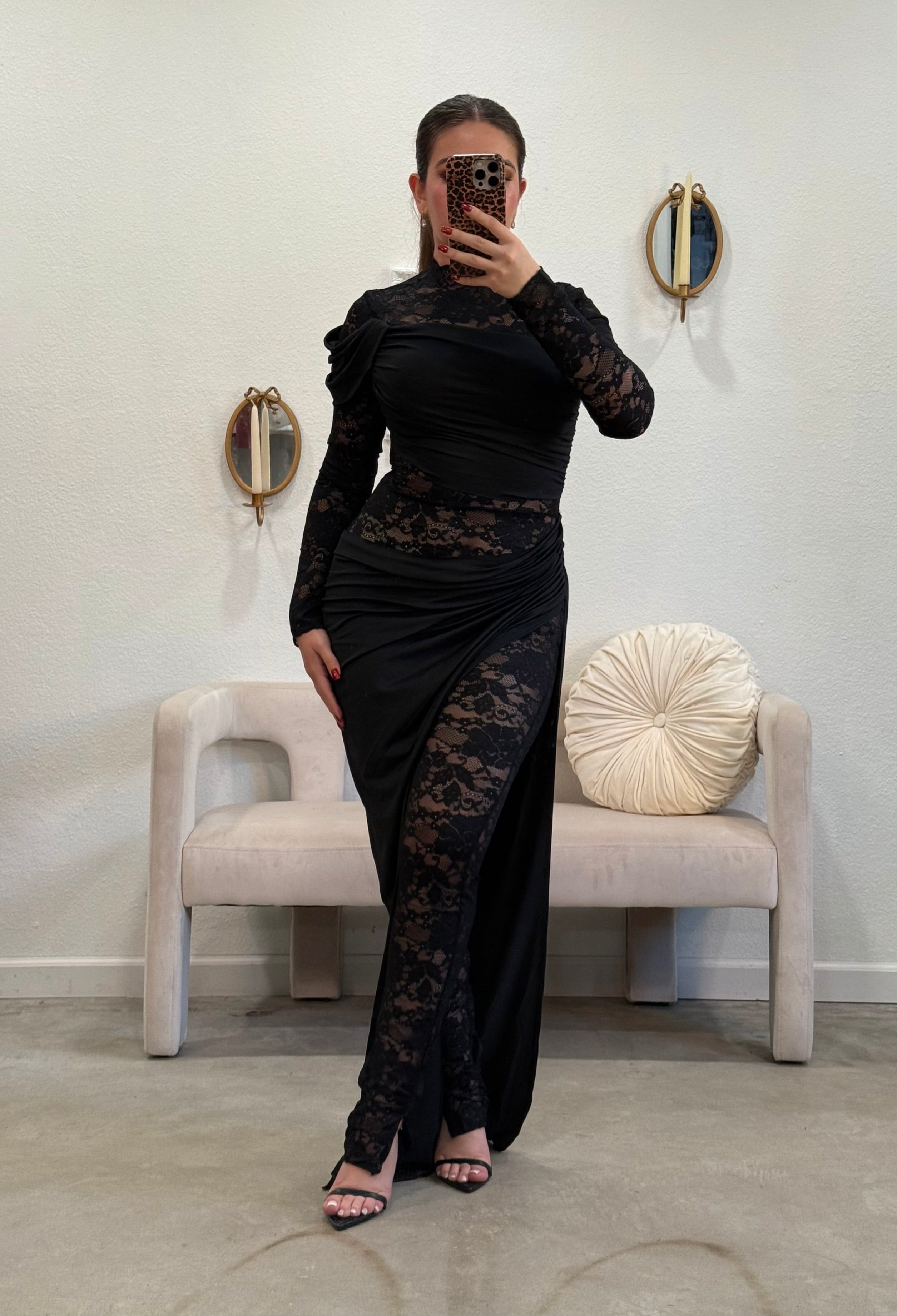 Nightfall Lace Draped Maxi Dress