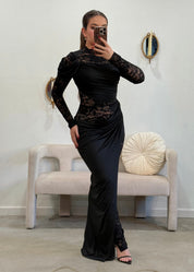Nightfall Lace Draped Maxi Dress