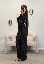 Nightfall Lace Draped Maxi Dress