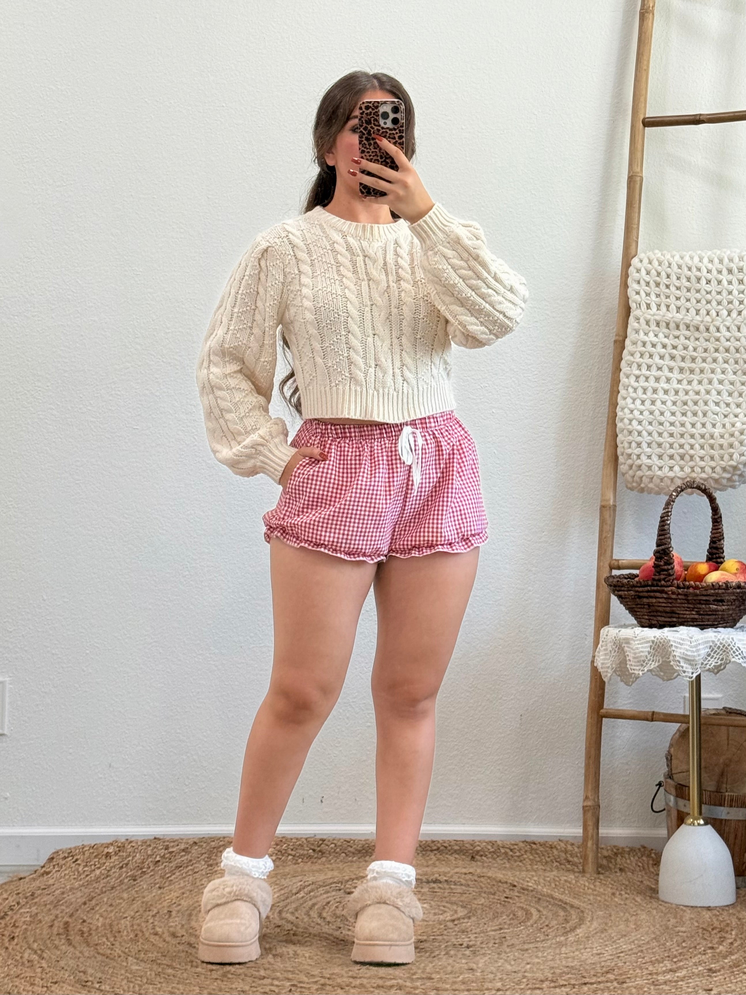 Abigail Gingham Shorts (Red)