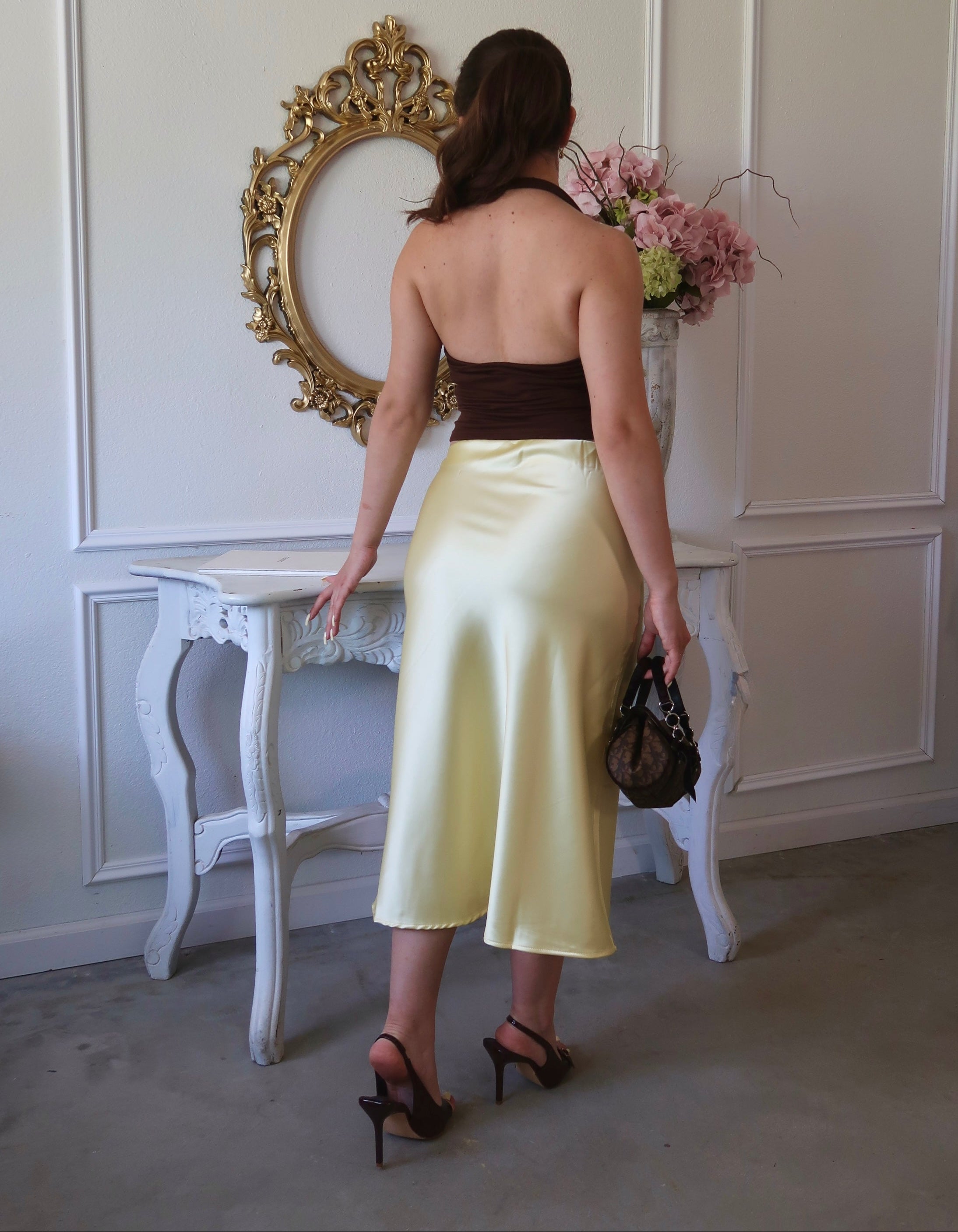 Amalfi Satin Midi Skirt