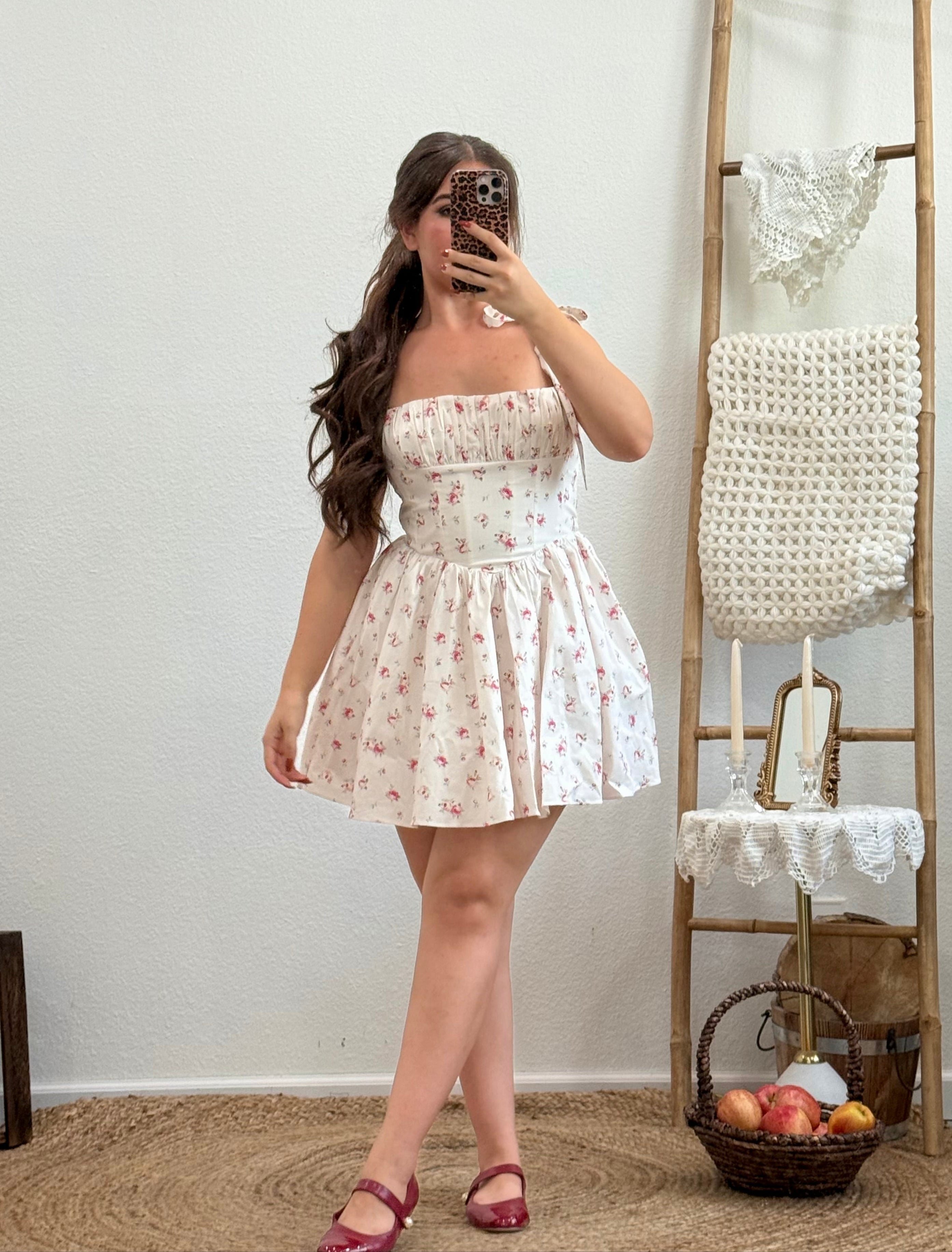 Strawberries N Cream Corset Mini Dress