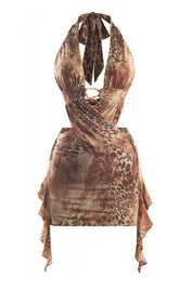 Zafira Leopard Mini Dress (Brown)