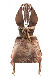 Zafira Leopard Mini Dress (Brown)