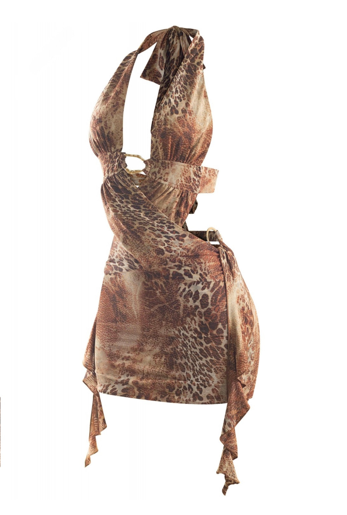 Zafira Leopard Mini Dress (Brown)