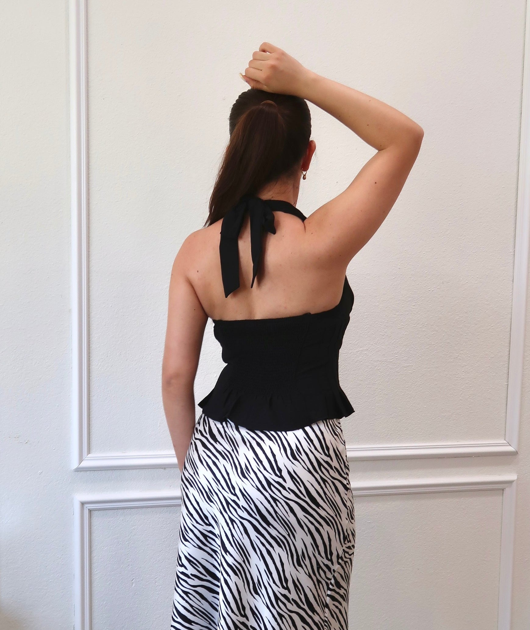 Doilette Chiffon Halter Top (Black)