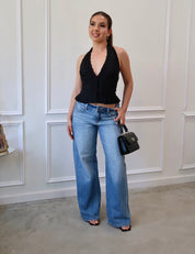 Celine Low Rise Wide Leg Jeans