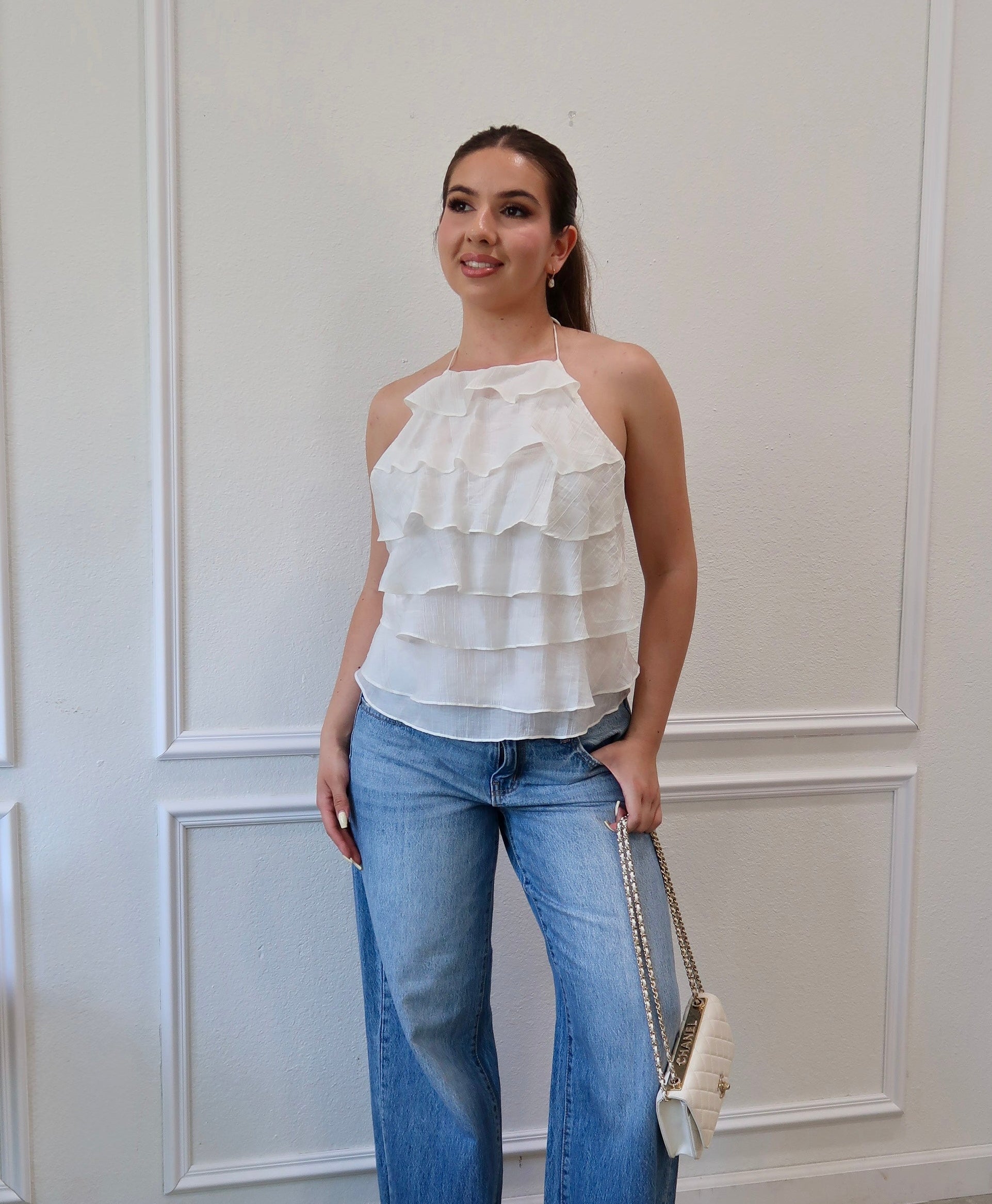 Fiorella Ruffle Top (Ivory)