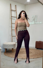 Nina Slit Pants (Chocolate)