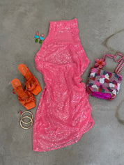 Lillian Sequin Mini Dress (Pink)