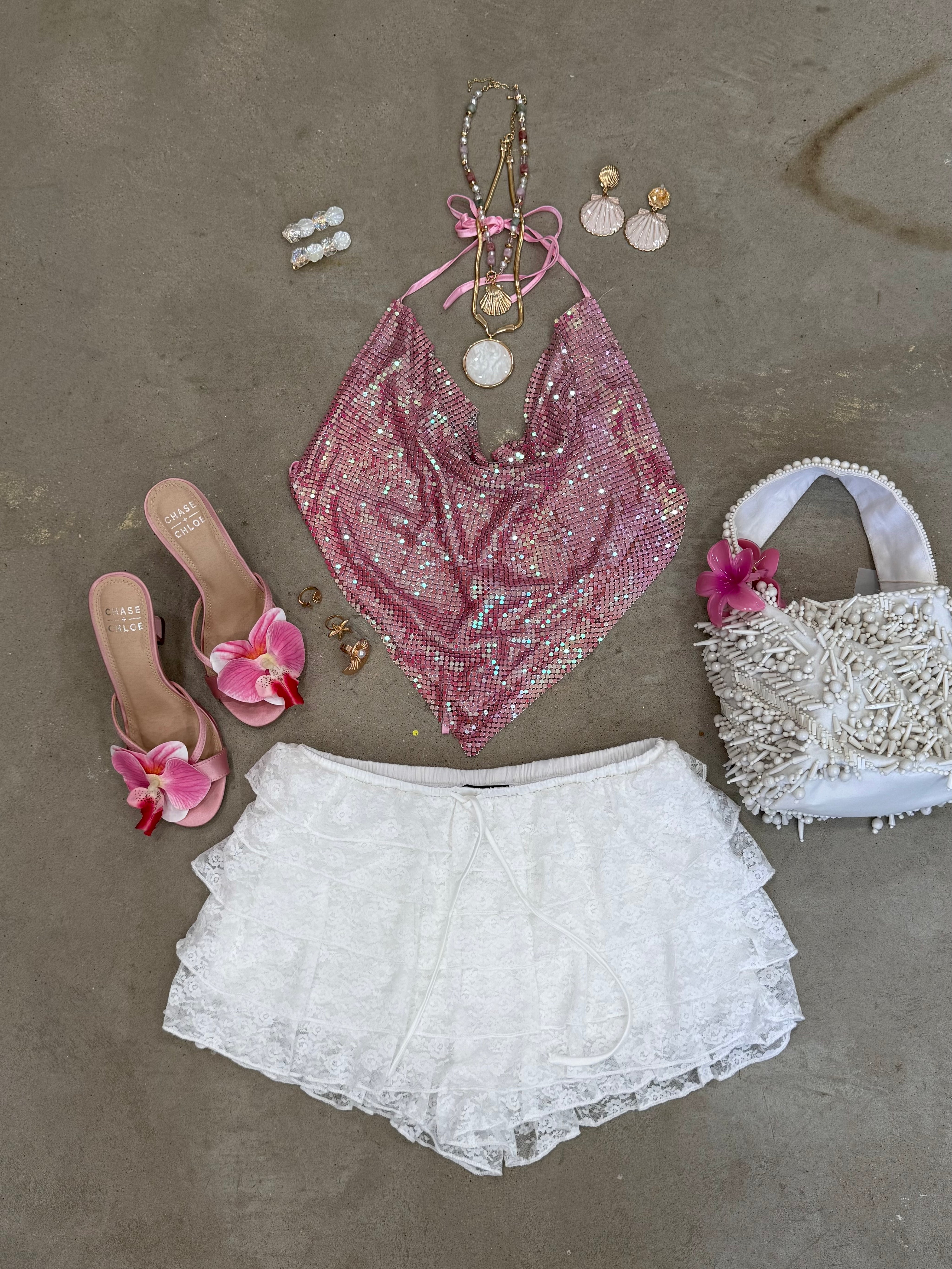 Ibiza Embellished Top (Light Pink)