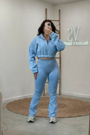 Kim Pullover Half-Zip Sweater (Baby Blue)