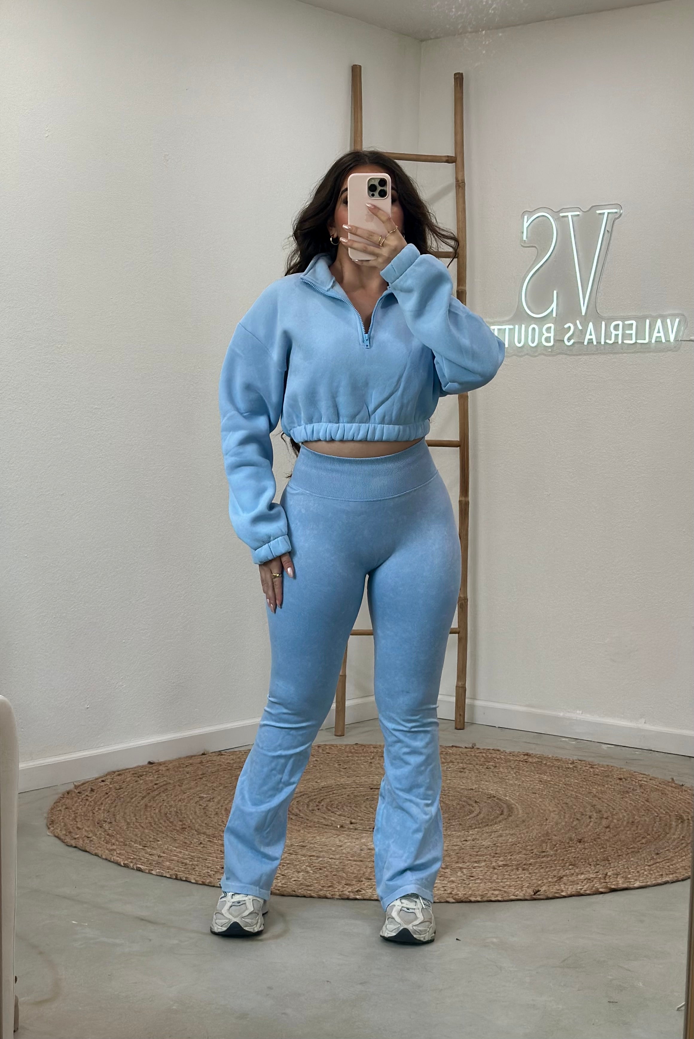 Kim Pullover Half-Zip Sweater (Baby Blue)