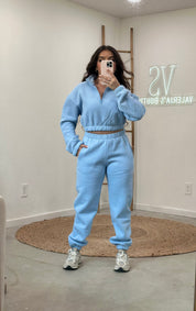 Kim Pullover Half-Zip Sweater (Baby Blue)