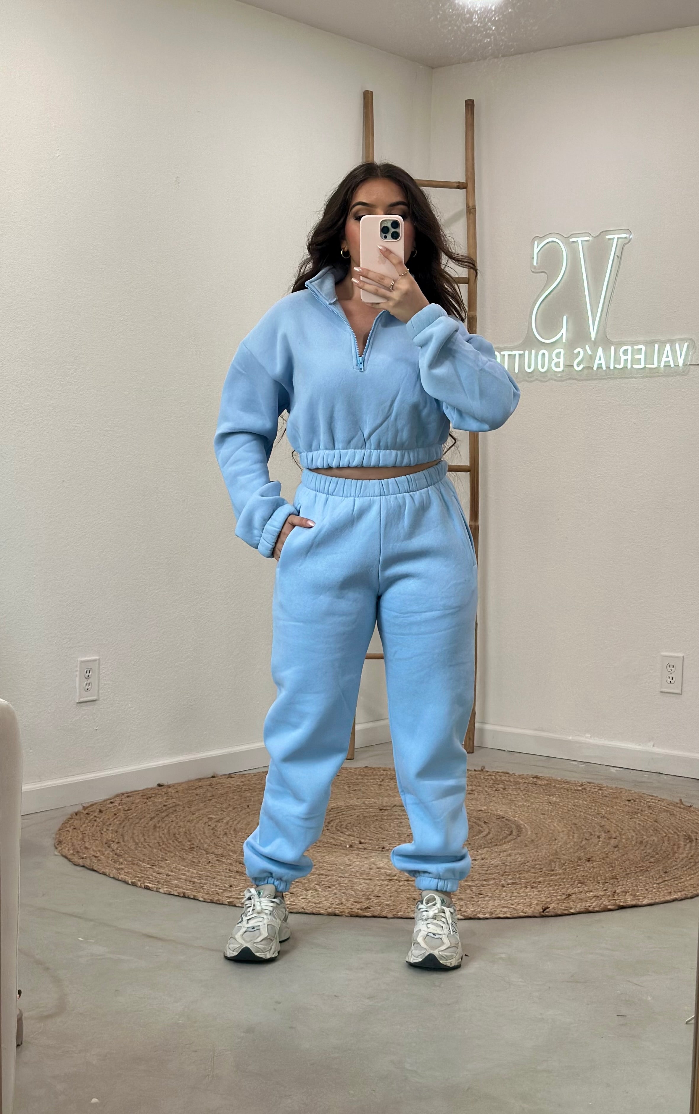 Kim Pullover Half-Zip Sweater (Baby Blue)