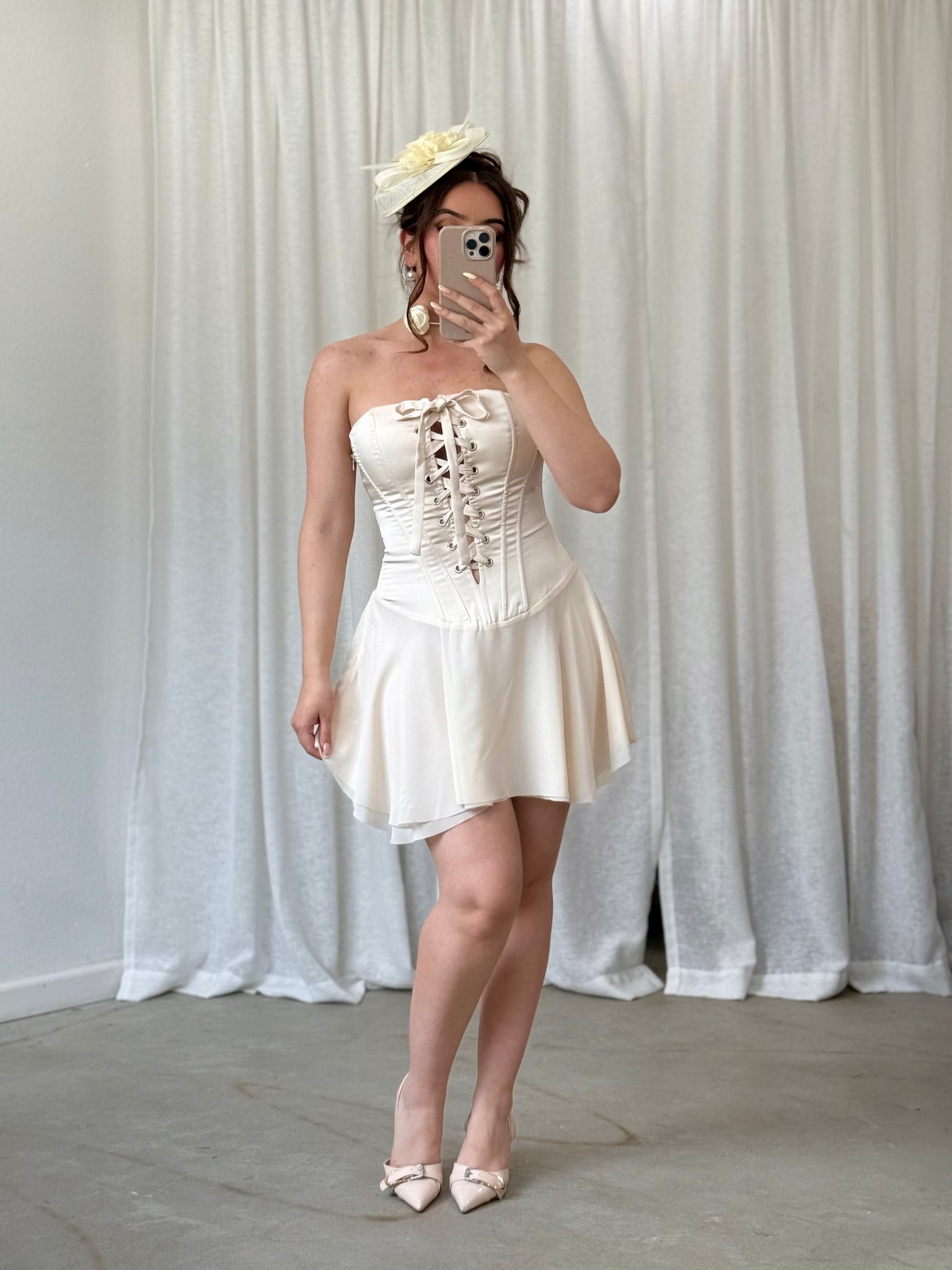 Ballerina Corset Mini Dress (Cream) – Valeria'S Boutique