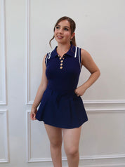 Marco Collar Top (Navy)