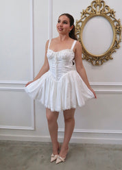 Daphne Satin Corset Mini Dress (Ivory)