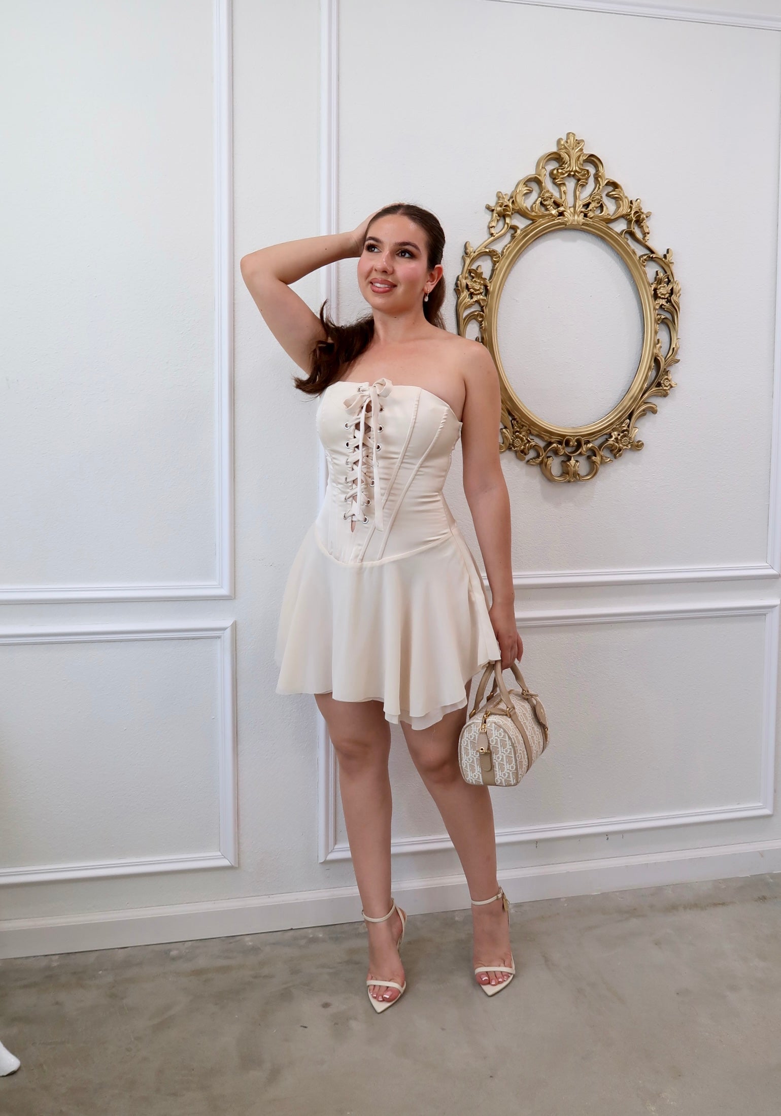 Ballerina Corset Mini Dress (Cream)